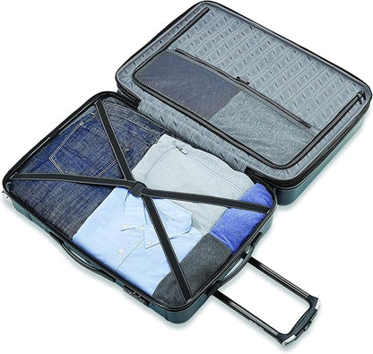 Samsonite Omni 2 28-Inch Large Checked Hardside Luggage with 360° Spinner Wheels - Scratch Resistant Hardshell - TSA Lock - Expandable Polycarbonate Shell for Lightweight Travel - Nova Teal