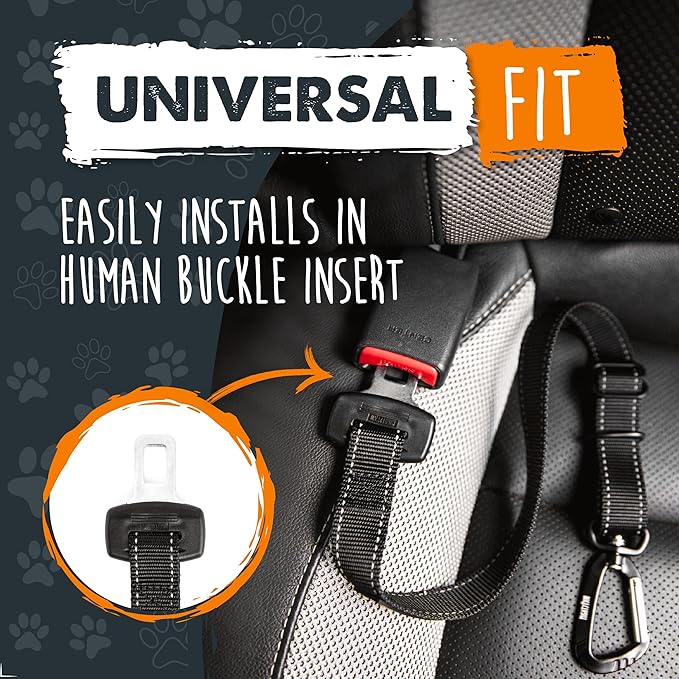 Mighty Paw Dog Seat Belt for Car - Safe Distraction Free Driving, Heavy-Duty Design with Aviation Grade Aluminum Carabiner, Adjustable Dog Seatbelt Harness for Small, Medium and Large Pets