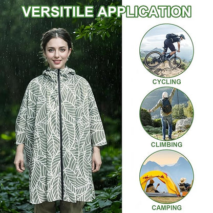 Hooded Rain Ponchos for Adult - Rain Coat and Rain Jacket with Waterproof Pocket and Zipper