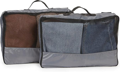 Covermates Packing Cube Set - Premium Polyester - Dual Zipper Pulls - Carrying Handle - Front Mesh Window - Travel Organization, Grey