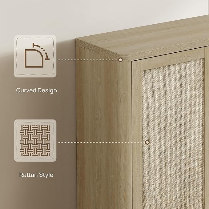 SICOTAS Rattan Shoe Storage Cabinet - Modular Shoe Cabinets with Door Tall Large Shoe Cabinet Storage for Entryway - 96.8" Wide Modular Cabinet for Hallway, Living Room