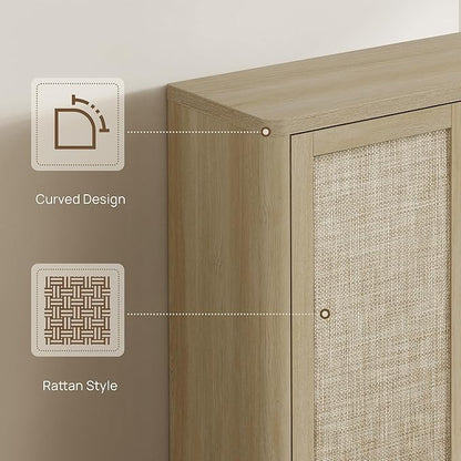 SICOTAS Rattan Shoe Storage Cabinet - Modular Shoe Cabinets with Door Tall Large Shoe Cabinet Storage for Entryway - 65.6" Wide Modular Cabinet for Hallway, Living Room