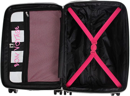 Betsey Johnson 30 Inch Checked Luggage Collection - Expandable Scratch Resistant (ABS + PC) Hardside Suitcase - Designer Lightweight Bag with 8-Rolling Spinner Wheels