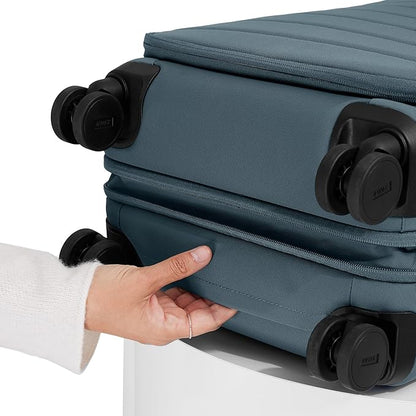 Away Softside Carry-On Suitcase, 22 Inch Lightweight, Expandable High-Strength Nylon Luggage With Spinner Wheels, Meets Requirements for Most Major Airlines, Coast Blue