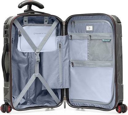Traveler's Choice Maxporter II 22" Hardside Polycarbonate Spinner Carry-On Luggage, USB Port, TSA Lock, Gray Camo