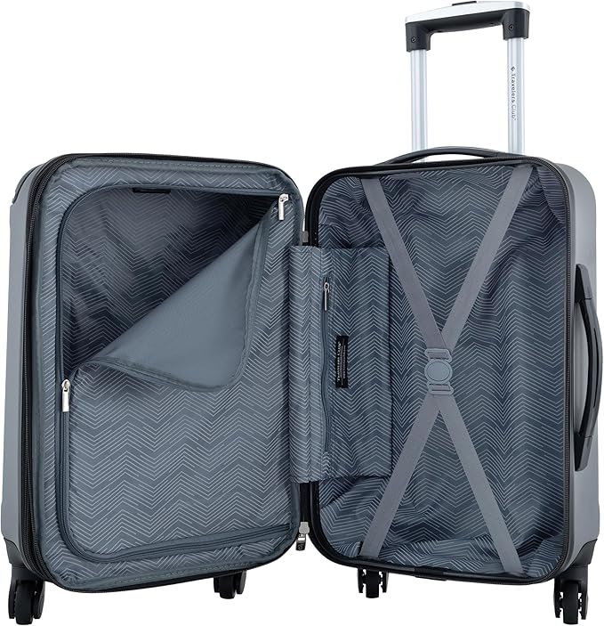 Travelers Club Chicago Hardside Expandable Spinner Luggage, Charcoal, 20" Carry-On