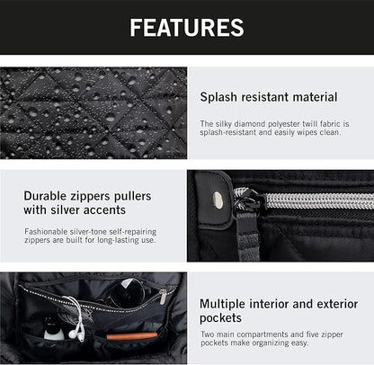 Kenneth Cole REACTION Diamond Tower Collection Lightweight Hardside Expandable 8-Wheel Spinner Travel Luggage, Black, 2-Piece Bundle (Carry On + Backpack)