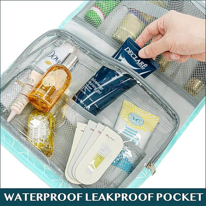 PAVILIA Travel Hanging Toiletry Bag for Women Men, Large Capacity Makeup Bag Kit, Waterproof Cosmetic Storage Organizer Case for Bathroom Shower