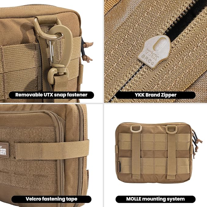 EXCELLENT ELITE SPANKER Tactical Molle Admin Pouch Utility Organizer EDC Medical Bag Utility EDC Tool Pouch with Shoulder Strap Attachment Pouches Waist Bag