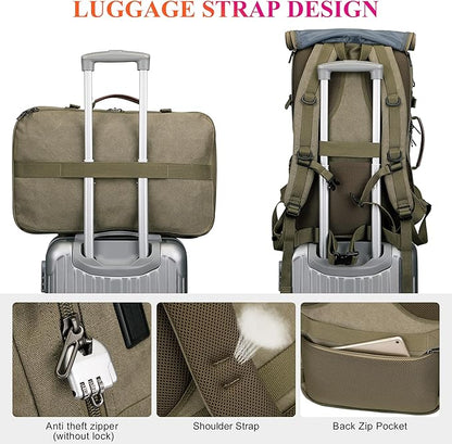 WITZMAN Travel Backpack for Men 40L Large Carry-on Airline Approved Convertible 3 in 1 laptop Bags Fit 17 inch(A8013 Army Green)