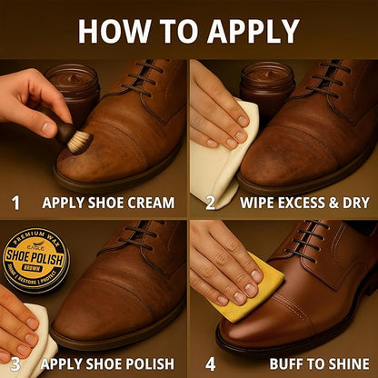 Eagle Shoe Shine Kit – 5-Piece Leather Shoe Polish & Cream Set with Brush & Cloths