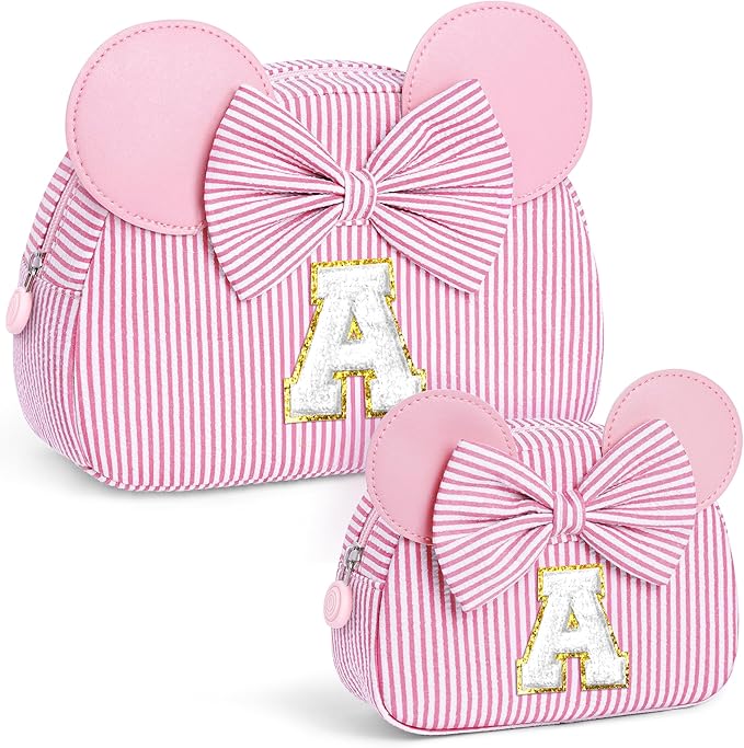 2PCS Makeup Bags Teen Girl Gifts Trendy Stuff - Personalized Christmas Gifts for Kids- Stocking Stuffers for Kids Girl - Cosmetic Bag Travel Toiletry - 8 9 10 11 12 13 14 Years Old Gift Pink A