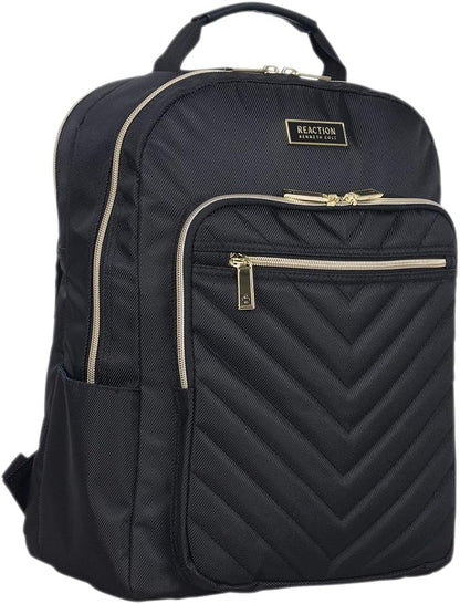 Kenneth Cole REACTION Madison Square Lightweight Hardside Chevron Expandable Spinner Luggage, Black, 2-Piece (20" Carry On + Backpack)