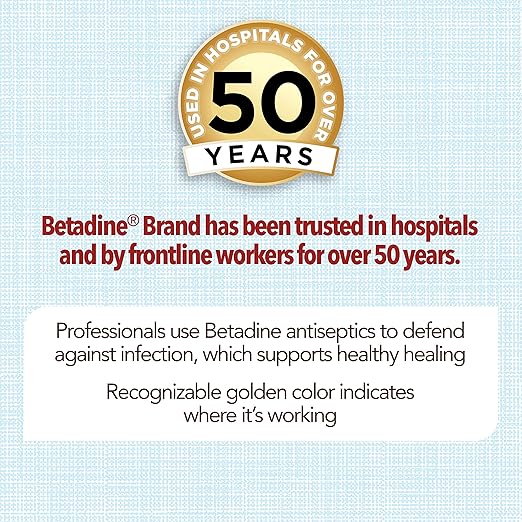 Betadine Antiseptic First Aid Spray, Povidone-iodine 5%, Infection Protection, Kills Germs In Minor Cuts Scrapes And Burns, No Sting Promise, No Alcohol or Hydrogen Peroxide, 3 FL OZ