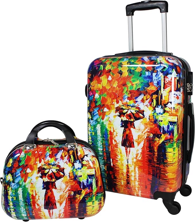 World Traveler VentureX Airline Approved 2-Piece Carry-On Luggage Set – Lightweight Hardside Polycarbonate Suitcase with Spinner Wheels - Paris Nights