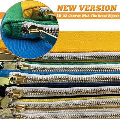 8 Pack Canvas Tool Bag Zipper Pouch - Heavy Duty 16 oz. Canvas Tools Utility Pouches, Multipurpose Storage Organizer Tote Bags with Dependable Metal Zippers, 12.5 x 7-Inch