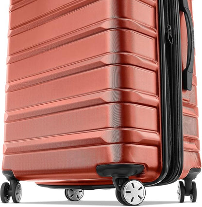 Samsonite Omni 2-24" Medium Checked Hardside Luggage with 360° Spinner Wheels - Scratch Resistant Hardshell - TSA Lock, Airline-Approved - Expandable Lightweight Polycarbonate Shell, Brick Orange