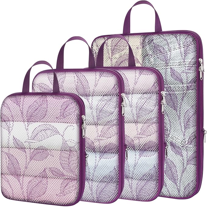 Cambond Compression Packing Cubes for Travel Women - Expandable Travel Bags Luggage Organizers Travel Essentials Compression Cubes for Travel Carry on Suitcases Organizer