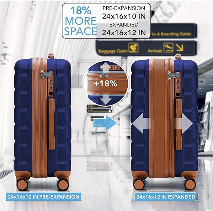 Flight Knight 24x16x10 Expandable Carry On Suitcase Hardside TSA Lock USB C Lightweight Luggage Silent Double Spinner Wheels Maximum Overhead Carry-On Bag For Virgin & South West Approved Airlines