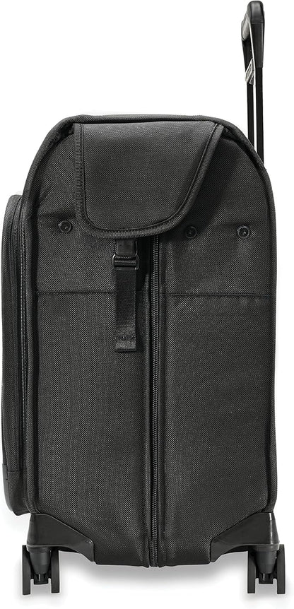 Briggs & Riley Deluxe Wardrobe Spinner - Checked Luggage for Travel, Suitcases with Wheels, Softside Rolling Bag for Men & Women, Built in Hook for Clothes - Baseline Collection, Black