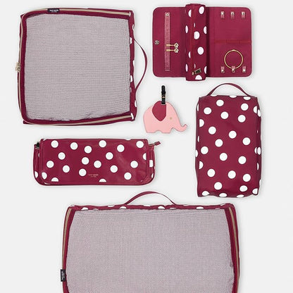 kate spade new york Round Red Vegan Leather Luggage Tag for Women, Durable Suitcase ID Tag (Elephant)