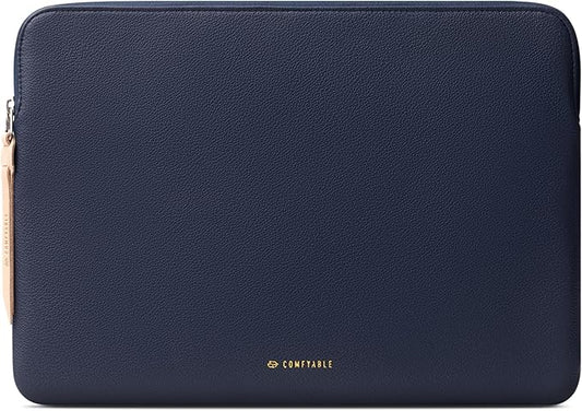 Comfyable Leather Laptop Sleeve Compatible with 16 Inch MacBook Pro M4 2024 & 15 Inch MacBook Air M4 M3 M2 2025, Blue