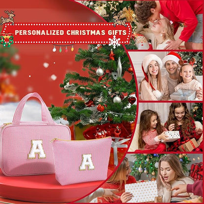 YOOLIFE Christmas Gifts for Women Stocking Stuffers, Initial Hanging Toiletry Bag for Women, Travel Toiletry Bag, Birthday Gifts for Mom Daughter Sister Friends, Letter K, Pink