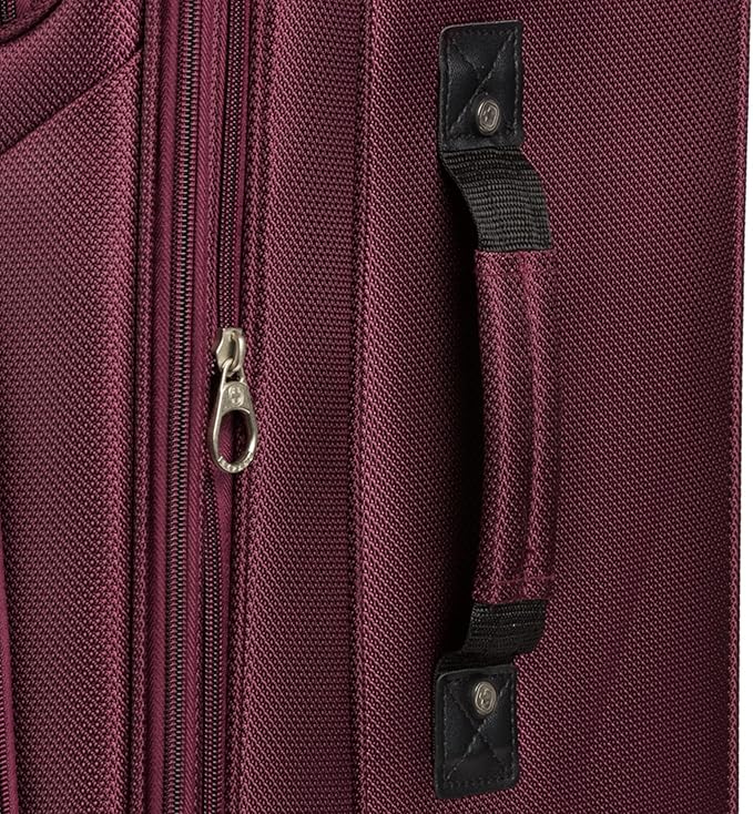 SwissGear Sion Softside Expandable Luggage – Medium Checked Suitcase with 360 Degree Wheels & Retractable Handle – 25 Inch, Perfect for 1-7 Night Trips – Merlot