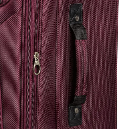 SwissGear Sion Softside Expandable Luggage – Medium Checked Suitcase with 360 Degree Wheels & Retractable Handle – 25 Inch, Perfect for 1-7 Night Trips – Merlot