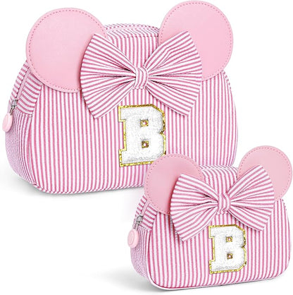 Christmas Gifts for Grandkids, Birthday Gifts for Girls | Personalized Initial Makeup Bag Cosmetic Travel Toiletry Bag for Girl Kid Years Old Birthday Gift Christmas Gift for Girls Kids Pink B