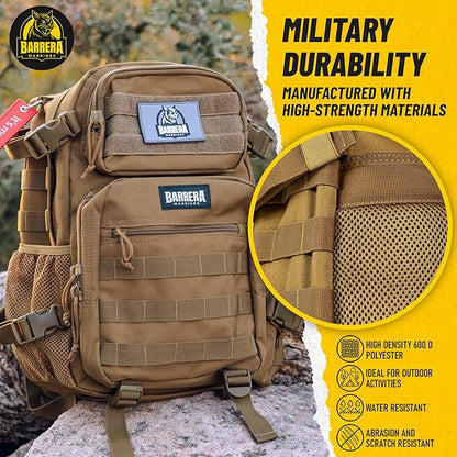 25 L Tactical Backpack: durable military-style backpack with MOLLE system for daily carry, travel, gym, hiking, hunting, camping, and outdoor sports. (COYOTE BROWN)