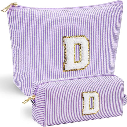 YOOLIFE Travel Makeup Bag Organizer - Small, Initial, Teen Girl Gift for Travel or Birthday