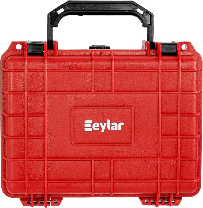 Eylar Protective Camera Hard Case Water & Shock Proof w/Foam, TSA Standards 9.12 inch 7.56 inch 4.37 inch (Red)