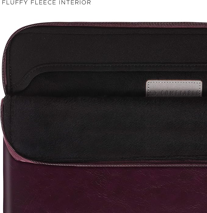 Comfyable Leather Laptop Sleeve Compatible with 16 Inch MacBook Pro M4 2024 & 15 Inch MacBook Air M4 M3 M2 2025, Berry Brown
