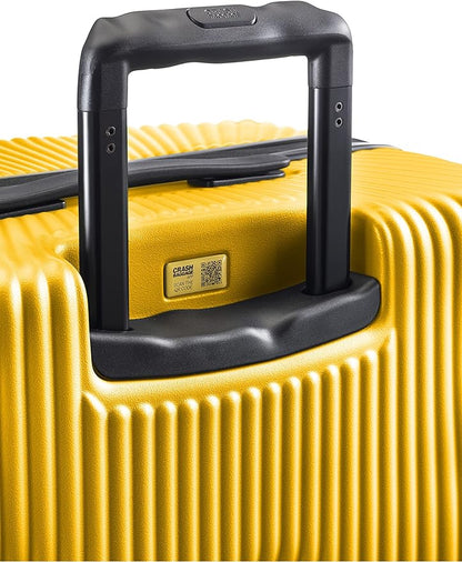 CRASH BAGGAGE Stripe Suitcase | Yellow | 36L | 100% Polycarbonate, TSA-Approved Lock, 360° Spinning Wheels