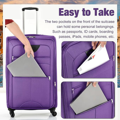 Luggage Sets 5 Piece Softside Expandable Lightweight Durable Softshell Suitcase Sets Spinner Wheels TSA Lock