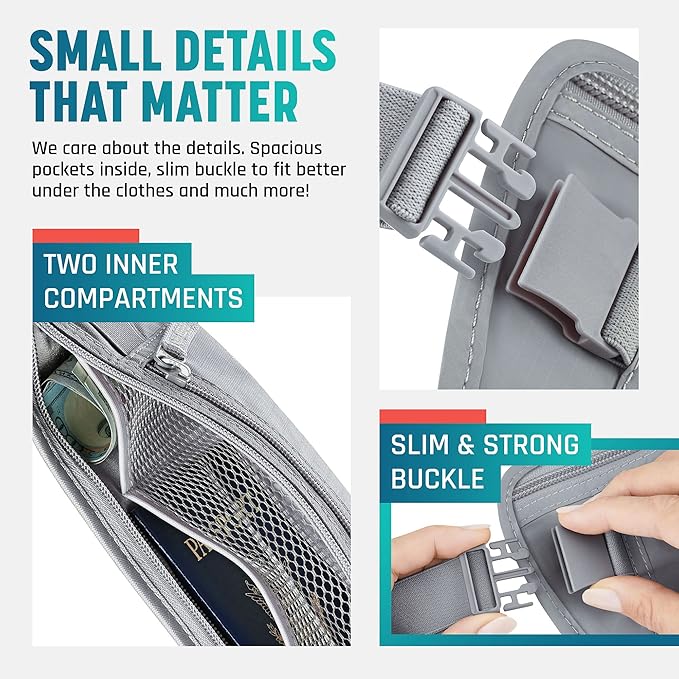 Alpha Keeper Hidden Travel Money Belt - RFID Blocking Waist Wallet & Passport Holder for Women and Men, Anti-Theft Slim Security Pouch