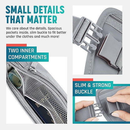 Alpha Keeper Hidden Travel Money Belt - RFID Blocking Waist Wallet & Passport Holder for Women and Men, Anti-Theft Slim Security Pouch