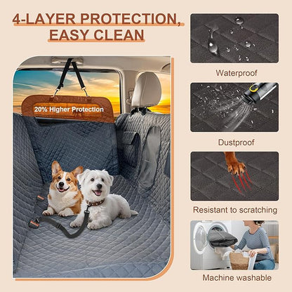 Dog Car Seat Cover – 100% Waterproof Hammock Protector, Heavy Duty 900D Oxford, Scratch-Resistant, Nonslip, Soft and Durable Back Seat Cover for Cars, Trucks & SUVs
