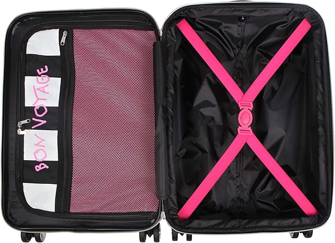 Betsey Johnson 26 Inch Checked Luggage Collection - Expandable Scratch Resistant (ABS + PC) Hardside Suitcase - Designer Lightweight Bag with 8-Rolling Spinner Wheels (Sunflower)