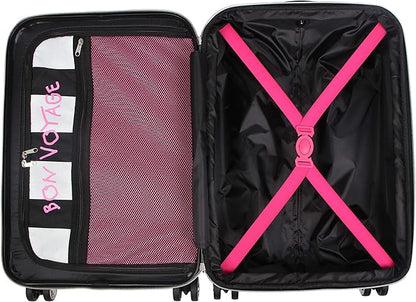 Betsey Johnson 26 Inch Checked Luggage Collection - Expandable Scratch Resistant (ABS + PC) Hardside Suitcase - Designer Lightweight Bag with 8-Rolling Spinner Wheels (Sunflower)