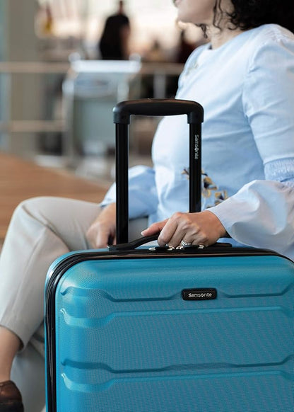 Samsonite Omni PC Hardside Expandable Luggage with Spinner Wheels, Caribbean Blue, Carry-On 20-Inch