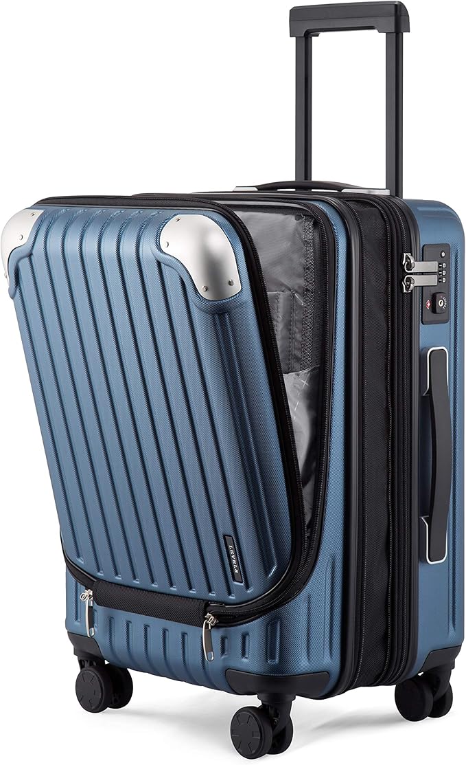 LEVEL8 Grace Carry on Luggage Airline Approved, 20 Inch Expandable Hard Sided Luggages with Spinner Wheels, Harshell Small Rolling Suitcase for Women Men with Tsa Lock, Blue