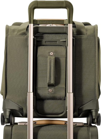 Briggs & Riley Cabin Spinner - Carry On Luggage for Travel, Suitcases with Wheels, Softside Rolling Bag for Men & Women, Fits Under Plane Seat, Interlocking Handle - Baseline Collection, Olive