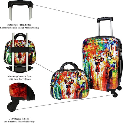 World Traveler VentureX Airline Approved 2-Piece Carry-On Luggage Set – Lightweight Hardside Polycarbonate Suitcase with Spinner Wheels - Paris Nights