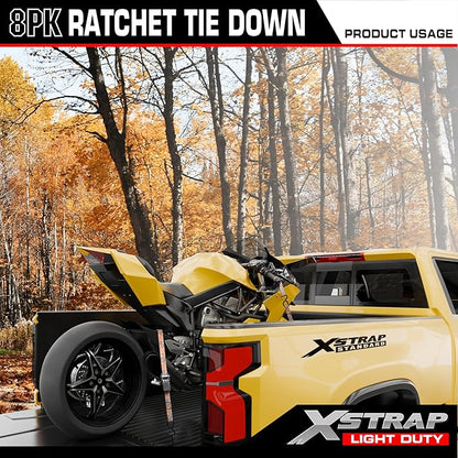 XSTRAP STANDARD Ratchet Tie Down Straps - 8PK - 1'' x 10 ft - 900 LB Break Strength Cargo Straps for Moving Appliances, Lawn Equipment, Motorcycle (Camouflage2)