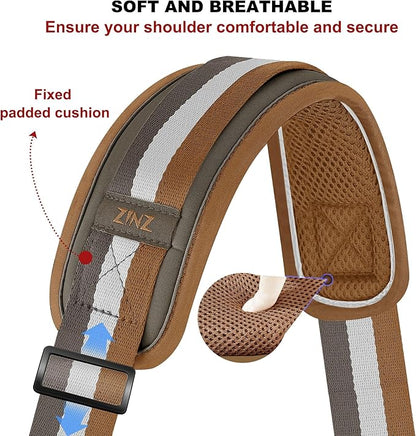 ZINZ 79.5" Universal Strap with Ultra-Thick Fixed Breathable Pad - Adjustable Heavy-Duty Shoulder Strap for Laptop, Crossbody, Luggage, Gym, Camera Bag and More - TW01B07