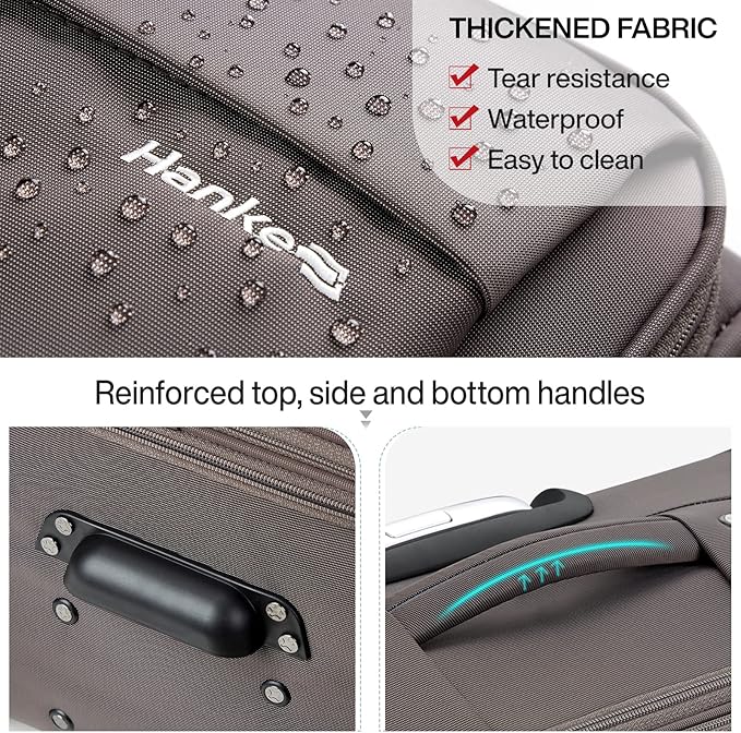 Hanke 24 Inch Expandable Luggage Large Suitcases with Wheels Softside Checked Luggage Rolling Suitcase with Lock Lightweight Travel Luggage for Men and Women 24 Inch Luggage.(Coffee)
