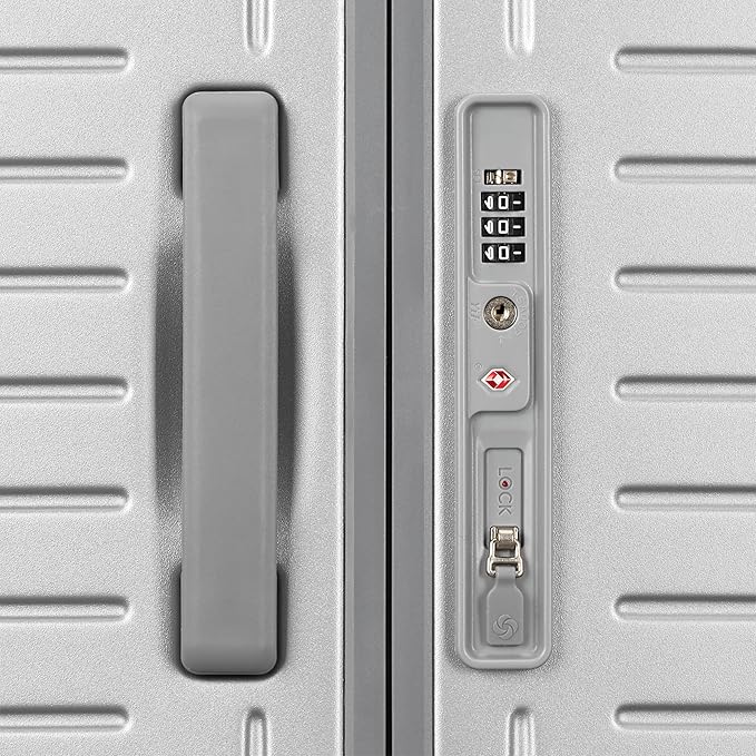 Framelock Max 29” Large Checked Hardshell Zipperless Luggage - Highly Secure Integrated Eazylock™ Mechanism - RightHeight™ Adjustable Handle - 360° Spinner Wheels - Airline Approved - Glacial Silver