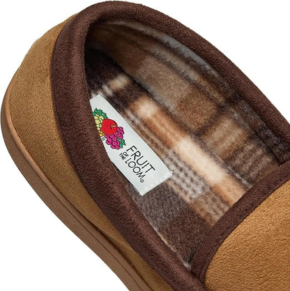 Fruit of the Loom Men’s Memory Foam House Slippers Indoor Outdoor – Microsuede Venetian Cozy Warm Men’s Slippers Plush House Shoes, Sizes 7-14